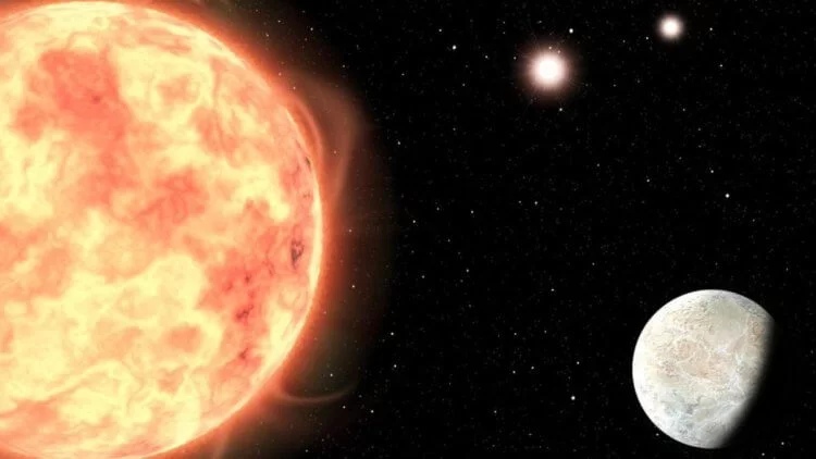 Планета LTT1445Ab расположена вблизи сразу трех красных карликовых звезд