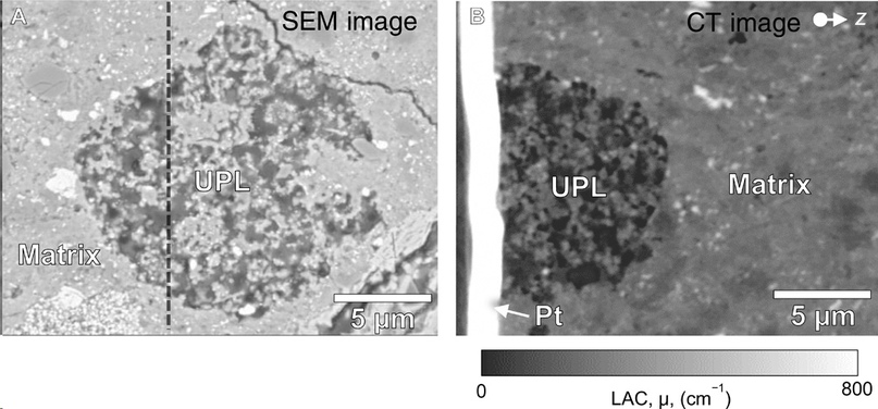 Электронные изображения пористых областей в составе метеорита Acfer 094.