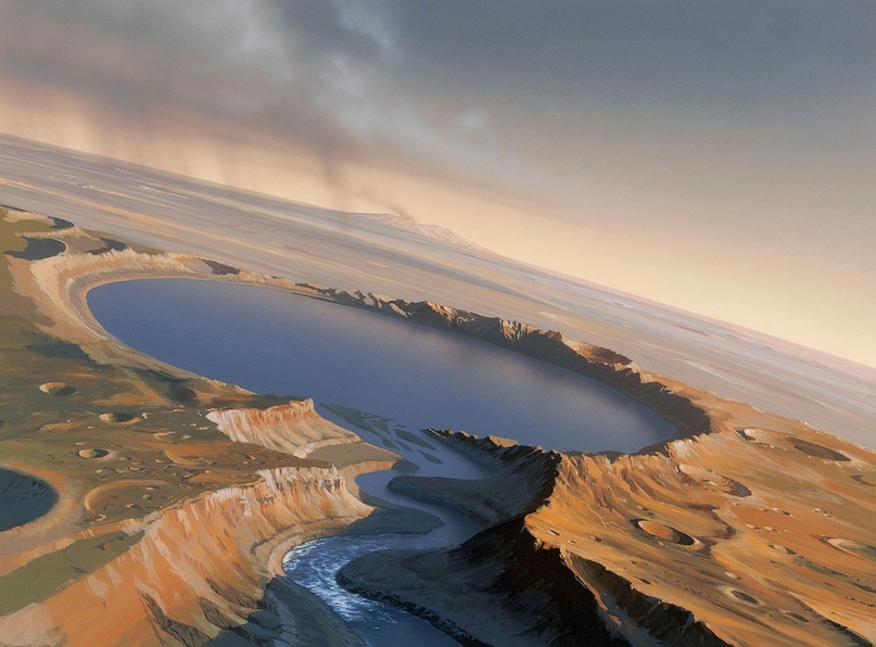 Озеро на Марсе в представлении художника