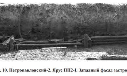 сооружения раннего горизонта в раскопе Петропавловский-1 сохранились на 3 венца